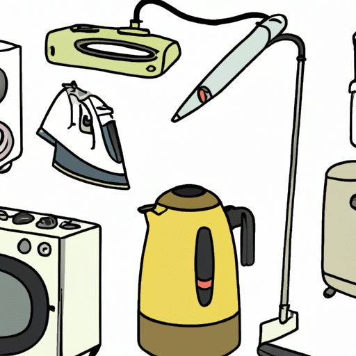 An illustration depicting various household appliances
